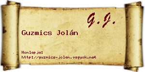 Guzmics Jolán névjegykártya