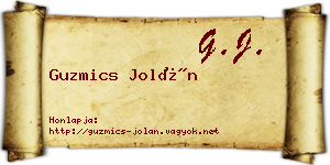 Guzmics Jolán névjegykártya